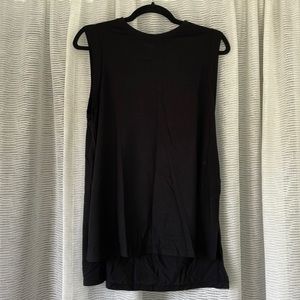 Long black workout tank with slit up the side